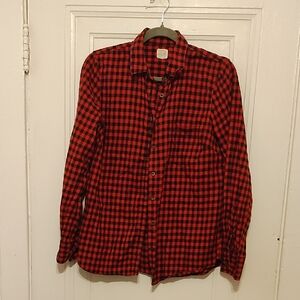 J. Crew Red and Black Plaid Button Down 100% Cotton